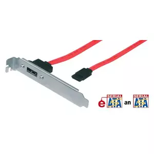 Tecline 30696 SATA kabelis 0,5 m SATA 7-pin eSATA Sarkans, Sudrabs