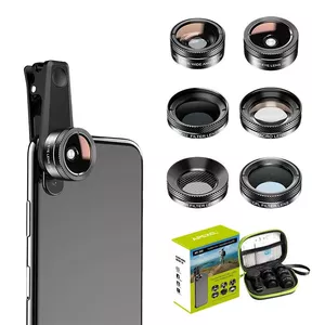 Mobilo objektīvu komplekts APEXEL APL-DG6V2 6 in 1 universāls (melns)