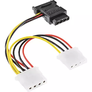 SATA barošanas kabelis SATA female / 3x 4pin Molex male 0.15m InLine 29679