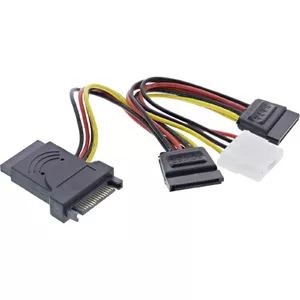 SATA Power Adapter Cable male to female to 2x SATA + 4 Pin Molex InLine 29682