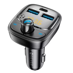 FM raidītājs forever TR-370 — 2× USB-A un USB-C izvadi, automašīnas FM adapteris