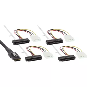 InLine SAS cable Mini SAS SFF-8087/4x SAS SFF-8482+power 0.75m