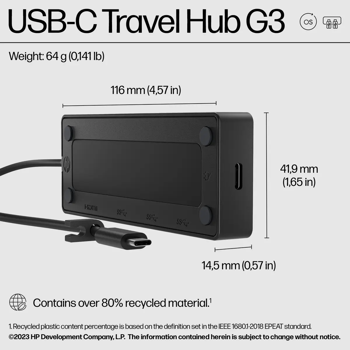 Док-станция HP USB-C Travel Hub G3 Photo 3