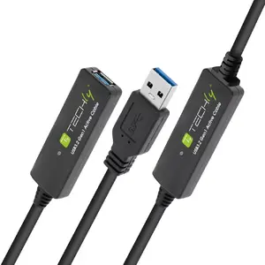 USB cable Techly ICUR30200G 20m USB 3.2 Gen 1 Black