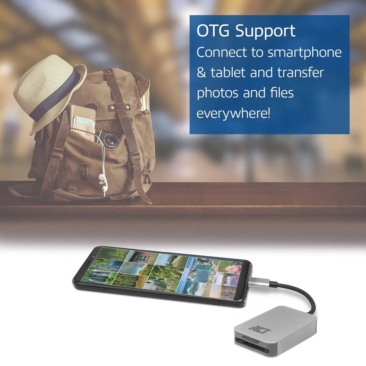 ACT AC7056 USB-C Karšu Lasītājs SD un MicroSD Photo 8