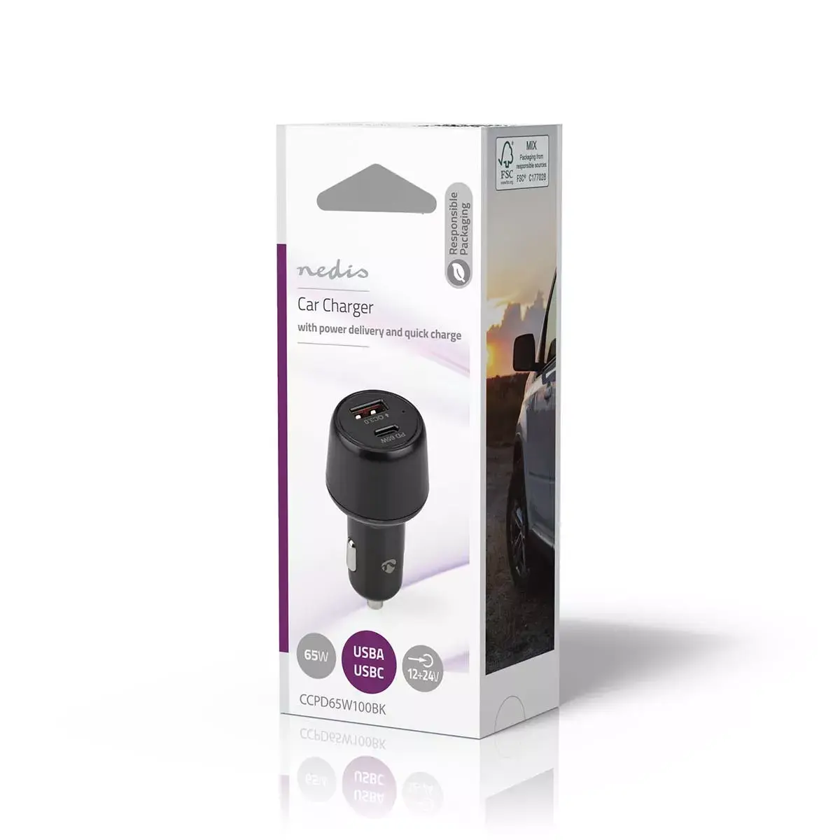 Car Charger Nedis CCPD65W100BK Photo 7