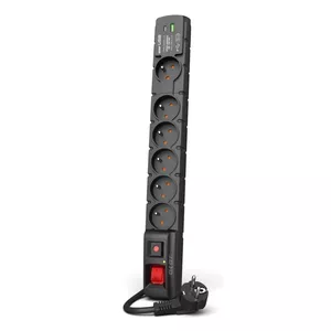 Strāvas aizsargierīce ACAR W2436 melna 6 kontaktligzdām 230V 1.5m