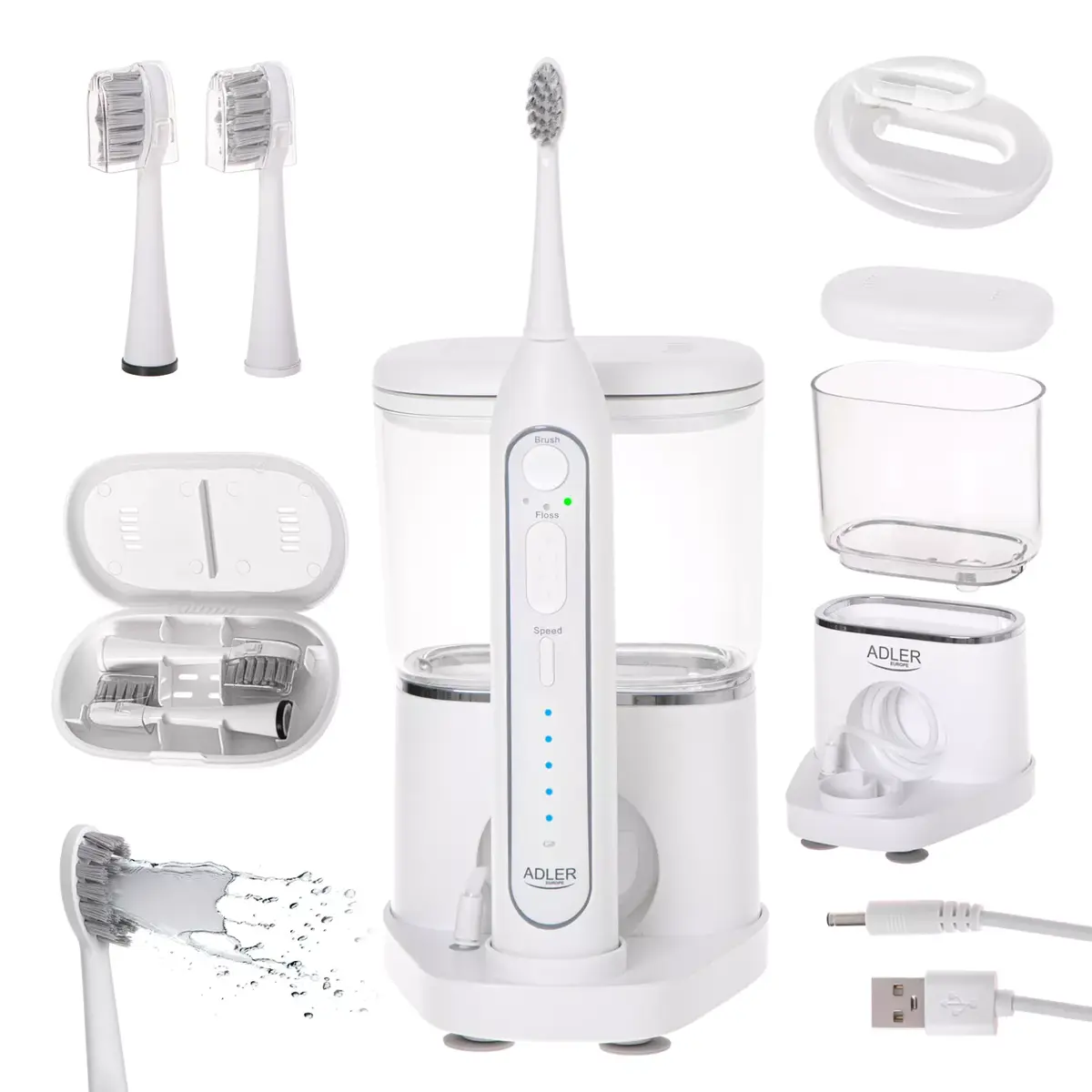 Toothbrush Adler 2-in-1 Water Flossing Sonic Brush AD 2180w Photo 13