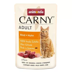 Влажный корм для кошек Animonda Carny Beef + Chicken Adult 85 г, беззерновой, безглютеновый, саше