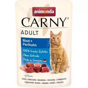 Влажный корм для кошек animonda Carny Adult Говядина и Цесарка 85 г, без зерна, без глютена и сахара