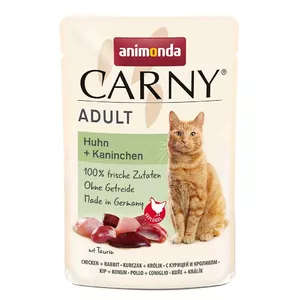 Wet cat food animonda Carny Adult chicken & rabbit 85 g, grain-free, gluten-free, sachet