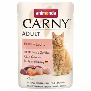 Влажный корм для кошек animonda Carny Adult с курицей и лососем, пауч 85 г, без злаков, влажность 80%