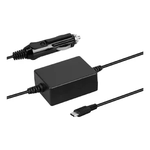 Power adapter AVACOM ADDC-FC-65PD 65W for laptops, input 12–24V, 1.4m cable, black, 60×47mm