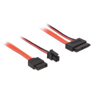 DeLOCK 0.3m, SATAIII 7p + 4p/Slim SATAIII 13p SATA kabelis 0,3 m SATA 7-pin + Molex (4-pin) SATA 13-pin Slimline Melns, Sarkans