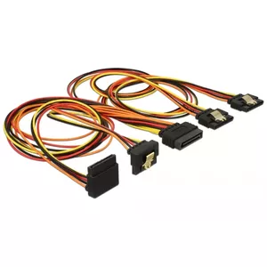 SATA cable DeLOCK 60149 0.5 m SATA 15-pin 4 x SATA 15-pin Black Orange Red Yellow