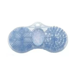 Bath foot cleaning mat SUNDO 60350 — non-slip suction-cup mat, washable, 280×157×32 mm, blue