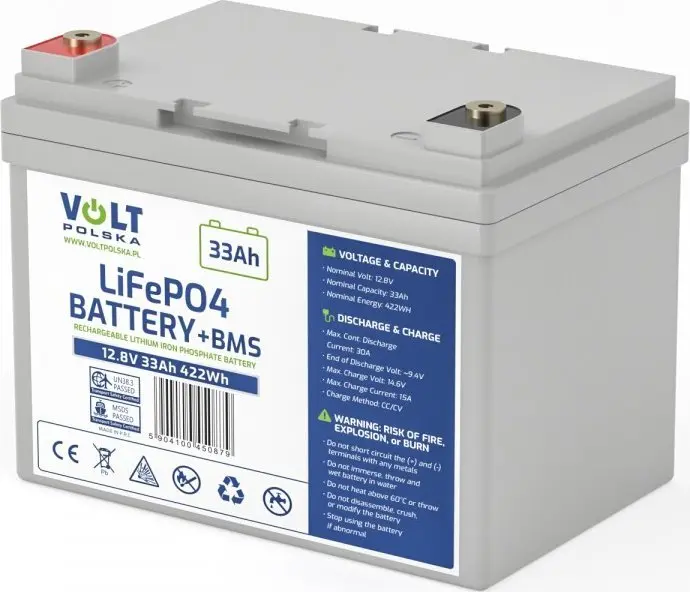 Volt 12V 33Ah LiFePO4 Battery 30A Photo 2