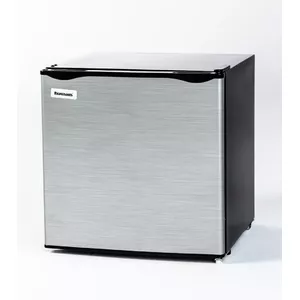 Refrigerator-freezer Ravanson LKK-50ES (inox) 50L — freestanding, 41L fridge + 5L top freezer, R600a, rotary control