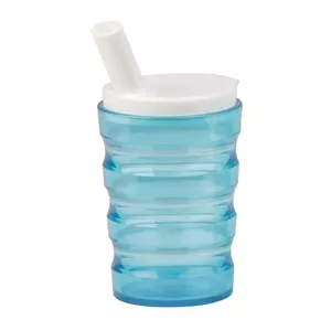 Mug SUNDO 21011 for disabled person, polypropylene, 200 ml, round, blue, with lid, microwave- and dishwasher-safe