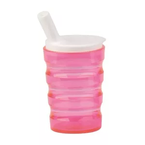 Mug SUNDO 21014 ergonomic drinking cup for disabled persons, 200 ml, polypropylene, pink, with lid
