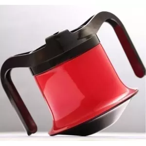 Mug SUNDO 21260 ergonomic heat-resistant 250 ml, round, 2 handles, lid, microwave & dishwasher safe