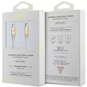 Кабель USB-C GUESS GUCLLALRGDP 1,5 м — Быстрая зарядка, розовый