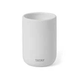 Стакан для зубных щеток TATAY Soft керамический белый – чашка для ванной