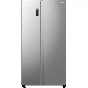 Side-by-side refrigerator Gorenje NRR9185EAXL — 550 L, freestanding, silver, No Frost, icemaker, LED touch display