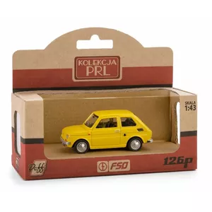 Maza mehāniskā rotaļlieta Daffi K-570 — Fiat 126p modelis, dzeltena