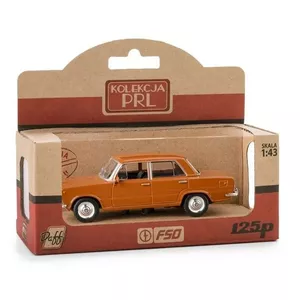 Mehāniskā rotaļlieta Daffi Vehicle PRL Fiat 125p brūna K-588, metāla konstrukcija, retro modelis