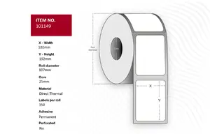 Capture 101149 White Direct Thermal Printer Label Roll 10.2 x 19.2 cm 350 Labels
