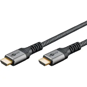 HDMI cable Goobay 2 m Type A–Type A 2.1 48 Gbit/s, gold-plated connectors, silver/black