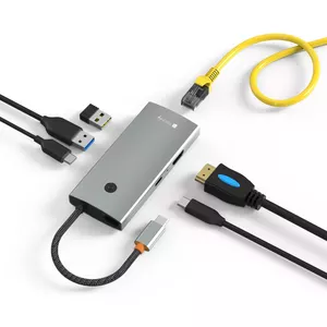USB хаб Techly IUSB32C-HUB6HPDI USB 3.2 Gen 1 Type-C 5000 Mbit/s Серебристый