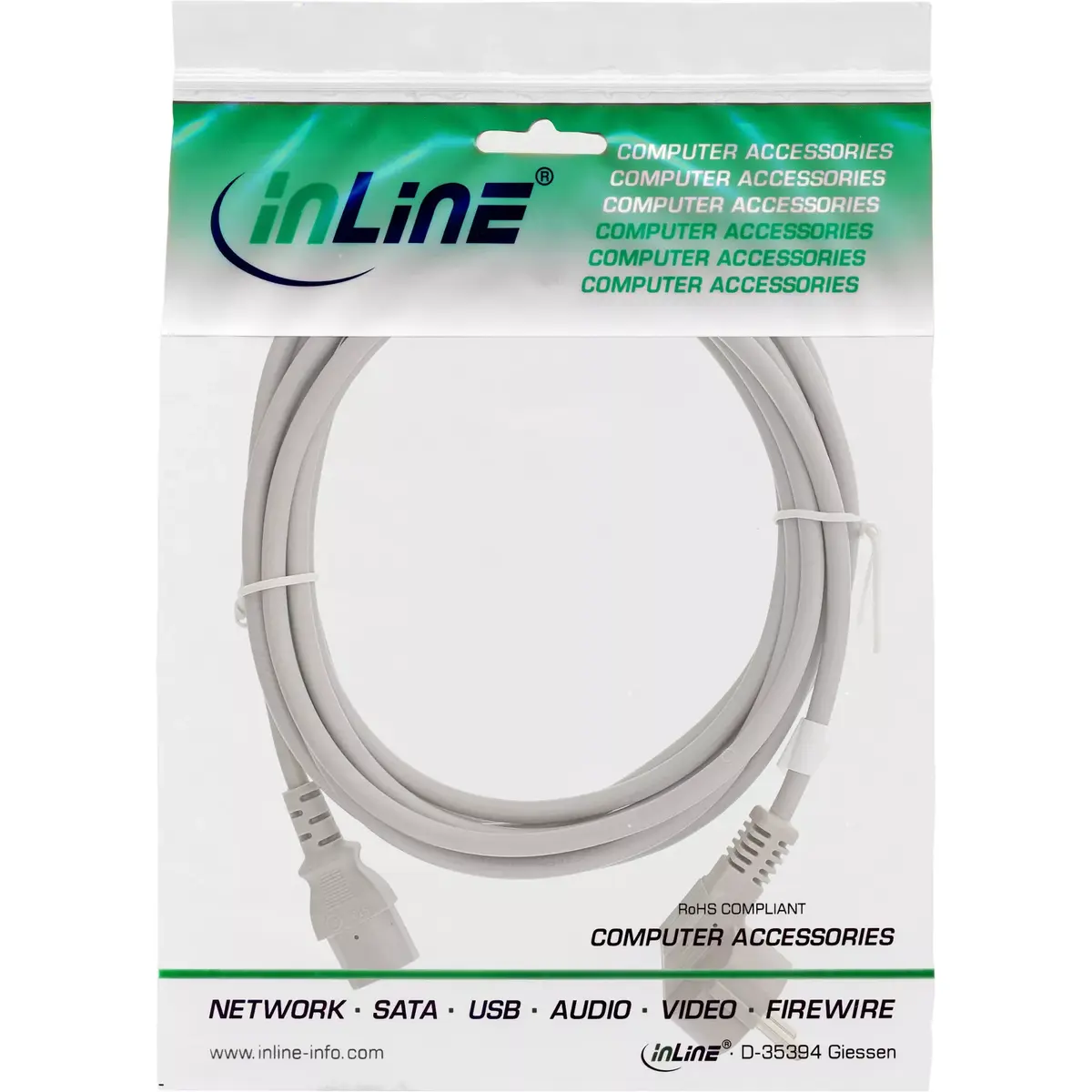 Сетевой кабель InLine CEE 7/7 угловой 3pin IEC C13 мужской Photo 2