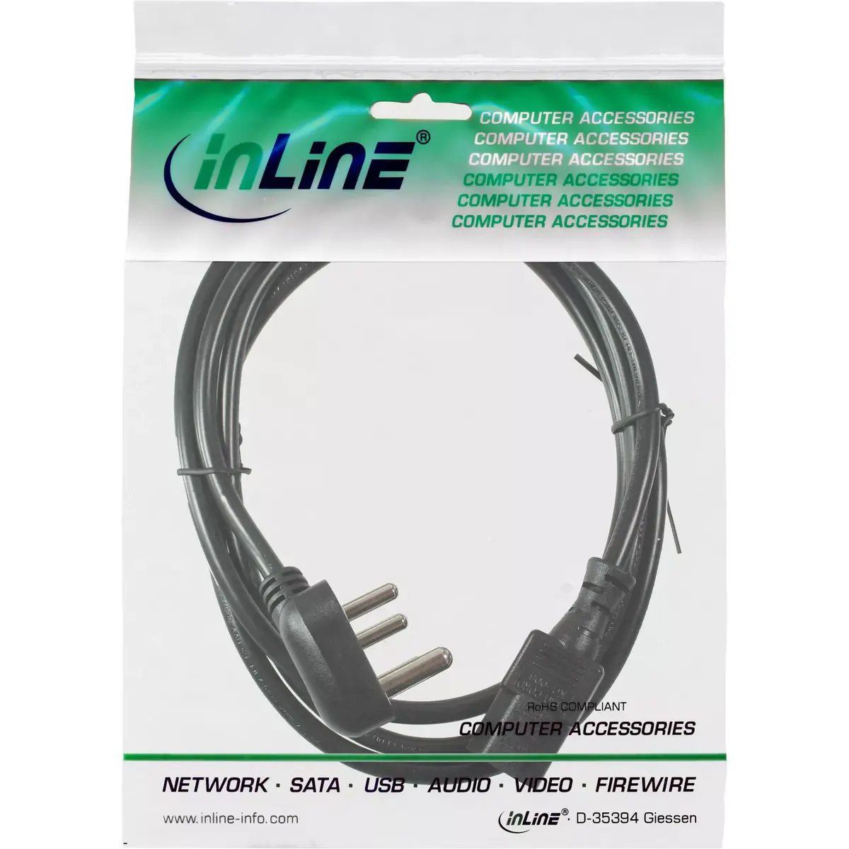 Сетевой кабель InLine типа D Южная Африка 5A IEC male Photo 2