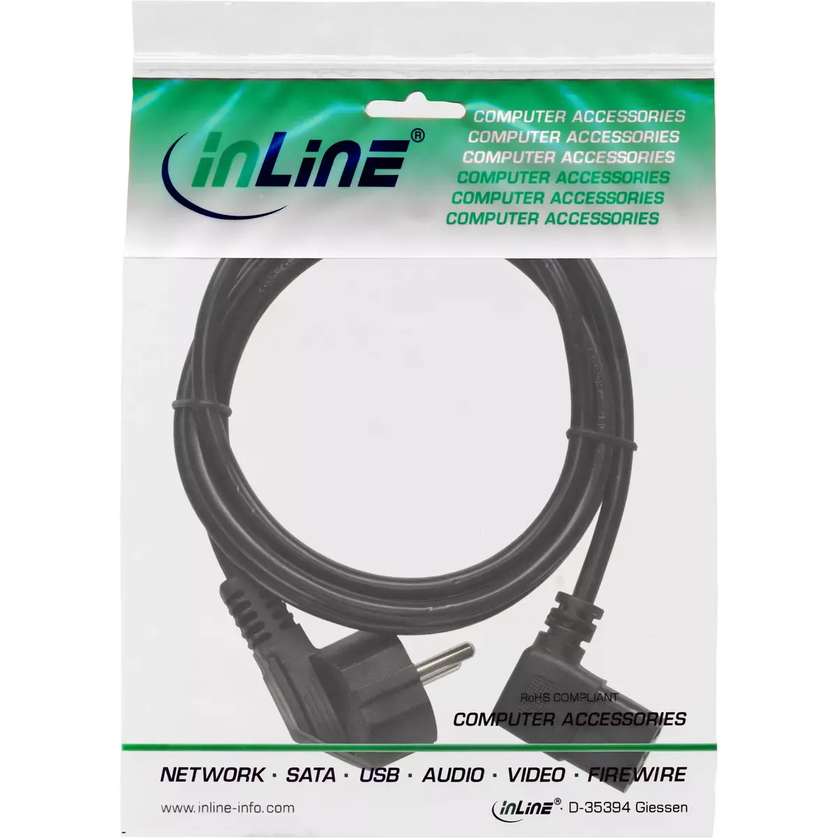 Сетевой кабель InLine CEE 7/7 угловой 3pin IEC C13 мужской угловой Photo 2