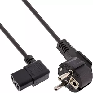 Кабель питания InLine CEE 7/7 угловой 3pin IEC C13 левый угловой черный 1м