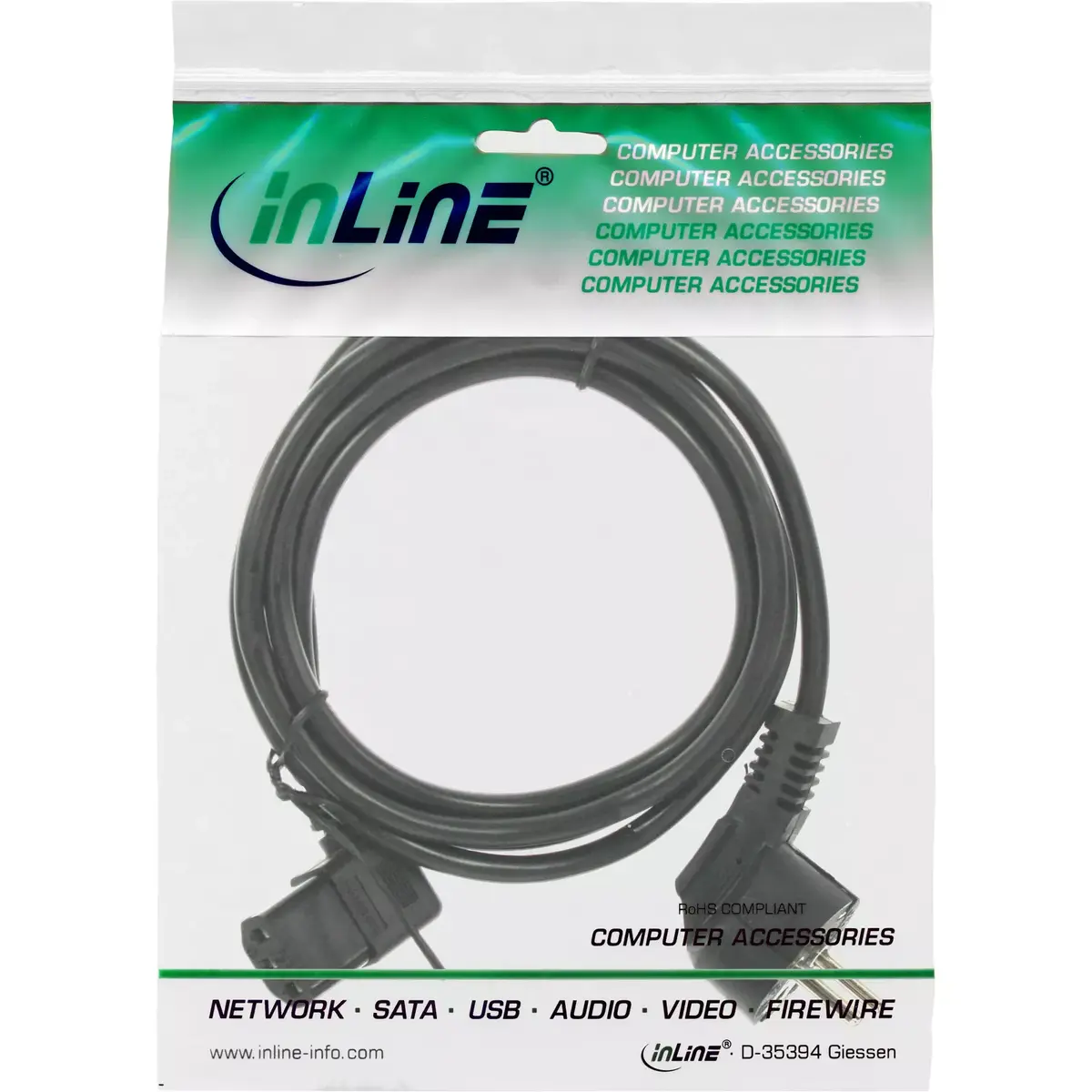 Кабель питания InLine CEE 7/7 угловой 3pin IEC C13 Photo 2