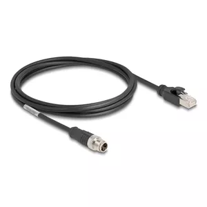 Network Cable DeLOCK M12 Cable X-coded 8 pin male to RJ45 male Cat5e 2 m Black