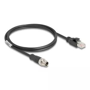 Network Cable DeLOCK M12 Cable X-coded 8 pin male to RJ45 male Cat5e 1 m Black