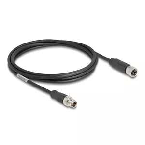 Network Cable DeLOCK M12 Cable X-coded 8 pin male to female Cat5e 2 m Black