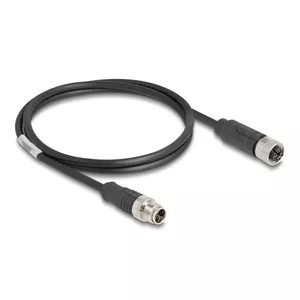 Network Cable DeLOCK M12 Cable X-coded 8 pin male to female Cat5e 1m Black
