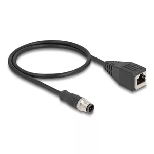 Network Cable DeLOCK M12 Cable D-coded 4 pin male to RJ45 female Cat5e 0.5m Black