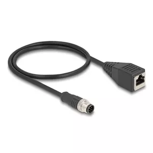 Network Cable DeLOCK M12 Cable A-coded 8 pin male to RJ45 female Cat5e 0.5 m Black