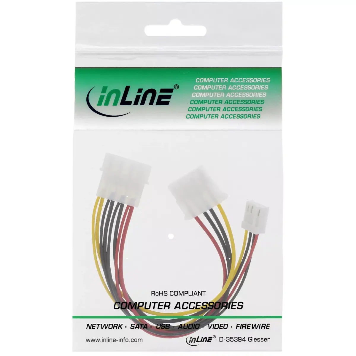 InLine Internal Power Y-Cable 1x 5.25" Molex / 1x 5.25" Molex + 1x 3.5" Floppy Photo 2