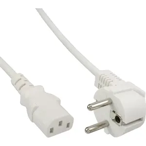 InLine power cable CEE 7/7 angled 3pin IEC C13 male white 1.8m