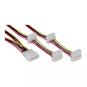 Iekšējais barošanas kabelis InLine 29654A 1x 4pin Molex / 4x 4pin Molex 1m