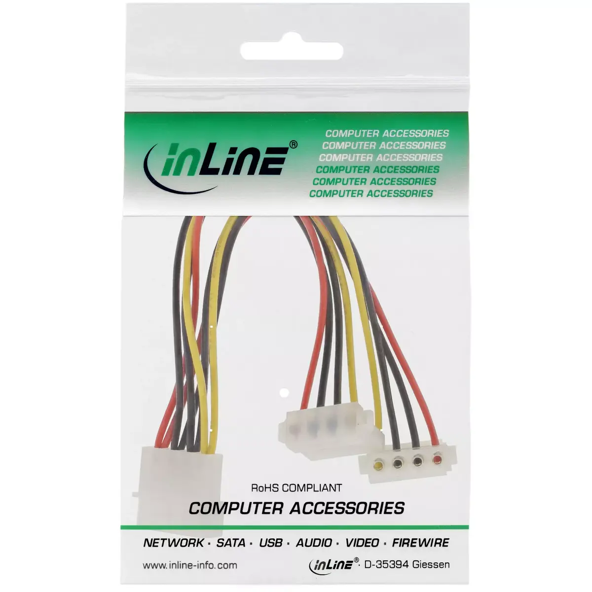 InLine Internal Power Y-Cable 1x 4pin Molex / 2x 4pin Molex Photo 2