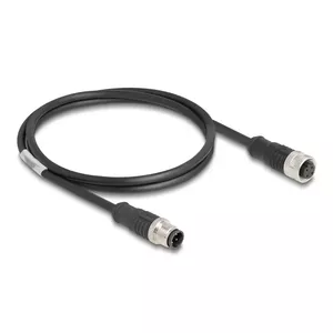 Network Cable DeLOCK M12 Cable D-coded 4 pin male to female Cat5e 1 m Black