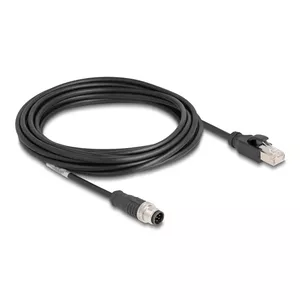 Network Cable DeLOCK M12 Cable A-coded 8 pin male to RJ45 male Cat5e 5 m Black